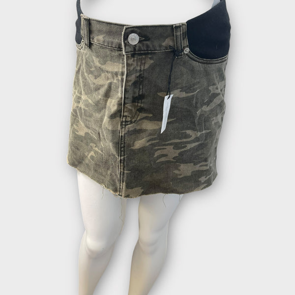 Brand New Topshop Maternity Khaki Army Camo Denim Mini Skirt