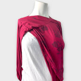 Happy Mama Red Floral Print Jersey Nursing Top - Size Maternity XXL UK 18-20