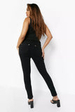 Brand New Boohoo Maternity Over The Bump Skinny Super Stretch Black Jeans - Size Maternity UK 10