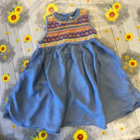 M&S Denim & Neon Embroidered Sleeveless Dress - Girls 3-4yrs