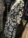 New Look Maternity Black Daisy Print Tie-Sleeve Polyester Dress - Size Maternity UK 18