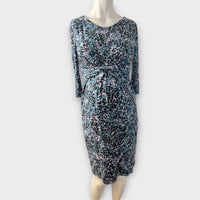 Seraphine Maternity Turquoise/Black/Pink Twist Front Bodycon Dress - Size Maternity UK 10