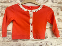 Male Dragon Red Cardigan With Floral Neckline - Girls 2-3yrs