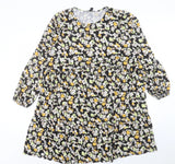 New Look Maternity Black/Yellow/White Floral L/S Dress - Size Maternity UK 18