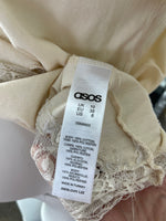 Asos Design Maternity Nude Lace Mix Longline T-Shirt - Size Maternity UK 10