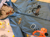 F&F Dinosaur Drivers Blue Hooded Baby Raincoat Jacket - Boys 12-18m