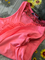 Primark Neon Orange Sleeveless Crochet Vest Top - Girls 6-7yrs