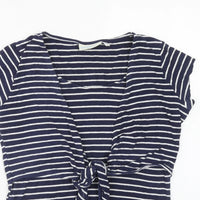 Jojo Maman Bebe Navy Nautical Stripe Tie-Front S/S Jersey Top - Size Maternity S UK 8-10