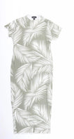 New Look Maternity Khaki Fern/Leaf Print Ribbed T-Shirt Dress - Size Maternity UK 12