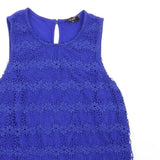 New Look Maternity Royal Blue Sleeveless Crochet Flower Top - Size Maternity UK 12