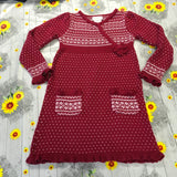 Savannah Red & White Girls Fair Isle Knitted Jumper Dress - Girls 3-4yrs
