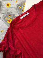 Jojo Maman Bebe Red Soft Knit Jumper Ruffle Shoulder - Size Maternity M UK 12-14