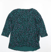 New Look Maternity Green /Black/Pink Print Round Neck 3/4 Sleeve Top - Size Maternity UK 10