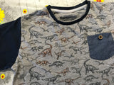 Matalan Grey/Navy Dinosaur Print T-Shirt - Boys 8-9yrs