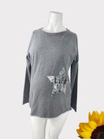 Seraphine Maternity Grey LIFE Sequin Star L/S Lounge Top - Size Maternity S UK 8-10