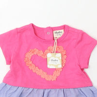 Brand New Hatley Baby Flower Heart Pink/Blue Layered Dress - Girls 6-9m