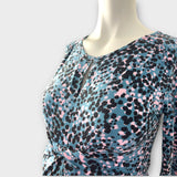 Seraphine Maternity Turquoise/Black/Pink Twist Front Bodycon Dress - Size Maternity UK 10