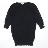 Next Maternity Black Long Length Thin Knit Jumper - Size Maternity UK 10