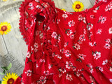 Primark Red Viscose Floral Print Top - Girls 7-8yrs