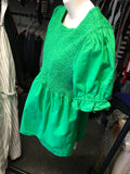 New Look Maternity Green Shirred 100% Cotton Smock Top - Size Maternity UK 16