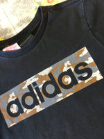 Adidas Black Camo Logo Print T-Shirt - Unisex 7-8yrs
