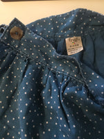 Frugi Bloom Organic Cotton Fern Pinafore Dress Scatter Spot Blue - Size Maternity UK 12