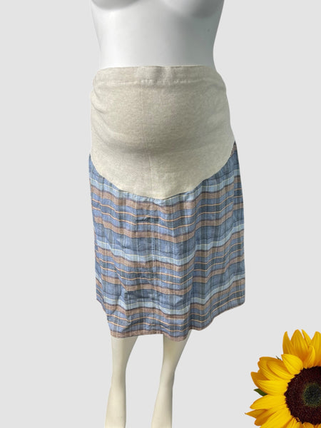 Mammy Maternity Vintage Blue Checked Over Bump Skirt - Size Maternity UK 18