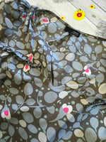 Next Maternity Grey Blue & Pink Floral Print Cotton Blouse - Size Maternity UK 10