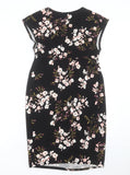 New Look Maternity Black Purple Floral S/S Bodycon Dress - Size Maternity UK 10