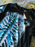 Brand New George Black Blue Neon Skeleton Halloween Top - Unisex 7-8yrs
