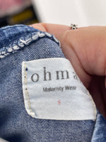 Ohma! Maternity Sleeveless Denim Tunic Dress With Belt - Size Maternity S UK 8-10