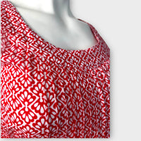 Jojo Maman Bebe Red/White Sleeveless Cotton Print Top - Size Maternity S UK 8-10