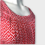 Jojo Maman Bebe Red/White Sleeveless Cotton Print Top - Size Maternity S UK 8-10