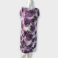 Blooming Marvellous Purple Geometric Print Stretch Tunic Dress - Size Maternity UK 10