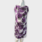 Blooming Marvellous Purple Geometric Print Stretch Tunic Dress - Size Maternity UK 10