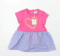 Brand New Hatley Baby Flower Heart Pink/Blue Layered Dress - Girls 6-9m
