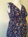 Jojo Maman Bebe Blue Floral 100% Cotton Sun Dress - Size Maternity UK 10
