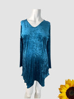 George Maternity Turquoise Crushed Velvet L/S V Neck Top - Size Maternity UK 12
