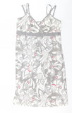 Mamalicious Grey/White Floral Strappy Cotton Summer Dress - Size Maternity M UK 10-12