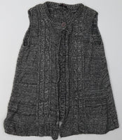 Evie Maternity Grey Chunky Knit Single Button Gilet Jumper - Size Maternity UK 16