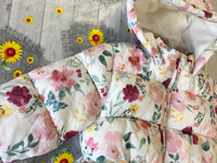 Primark Cream Floral Print Hooded Quilted Coat - Girls 12-18m