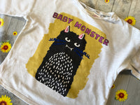 Zara White Baby Monster Cat Print L/S Top - Girls 3-4yrs