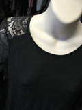 H&M Mama Black Lace 3/4 Sleeve Stretch Scoop Neck Top - Size Maternity M UK 12-14