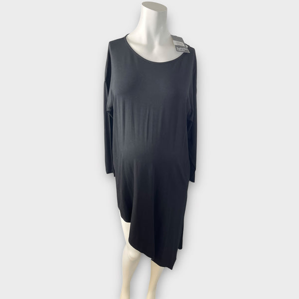 Brand New Isabella Oliver Black Asymmetric Hem L/S Tunic Dress - Size Maternity 4 UK 14