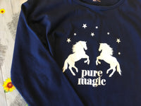 Tu Navy Pure Magic Unicorn Motif L/S Top - Girls 9yrs