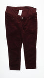 Brand New H&M Mama Burgundy Over Bump Corduroy Trousers - Size Maternity UK 16