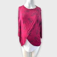 Happy Mama Red Floral Print Jersey Nursing Top - Size Maternity XXL UK 18-20