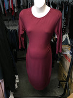 Blooming Marvellous Maroon Red 3/4 Sleeve Stretch Jersey Dress - Size Maternity UK 12