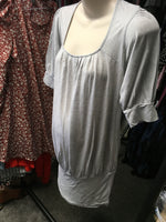 Mamas & Papas Light Grey 3/4 Sleeve Jersey Drop Waist Dress - Size Maternity UK 12/14