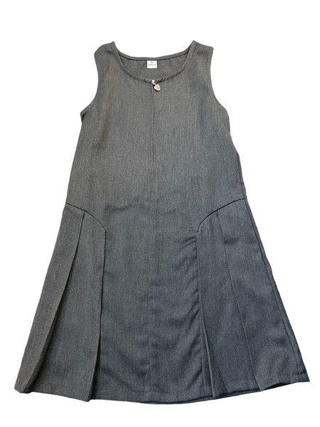 Girls Grey Zip Up School Pinafore Dress - Preloved